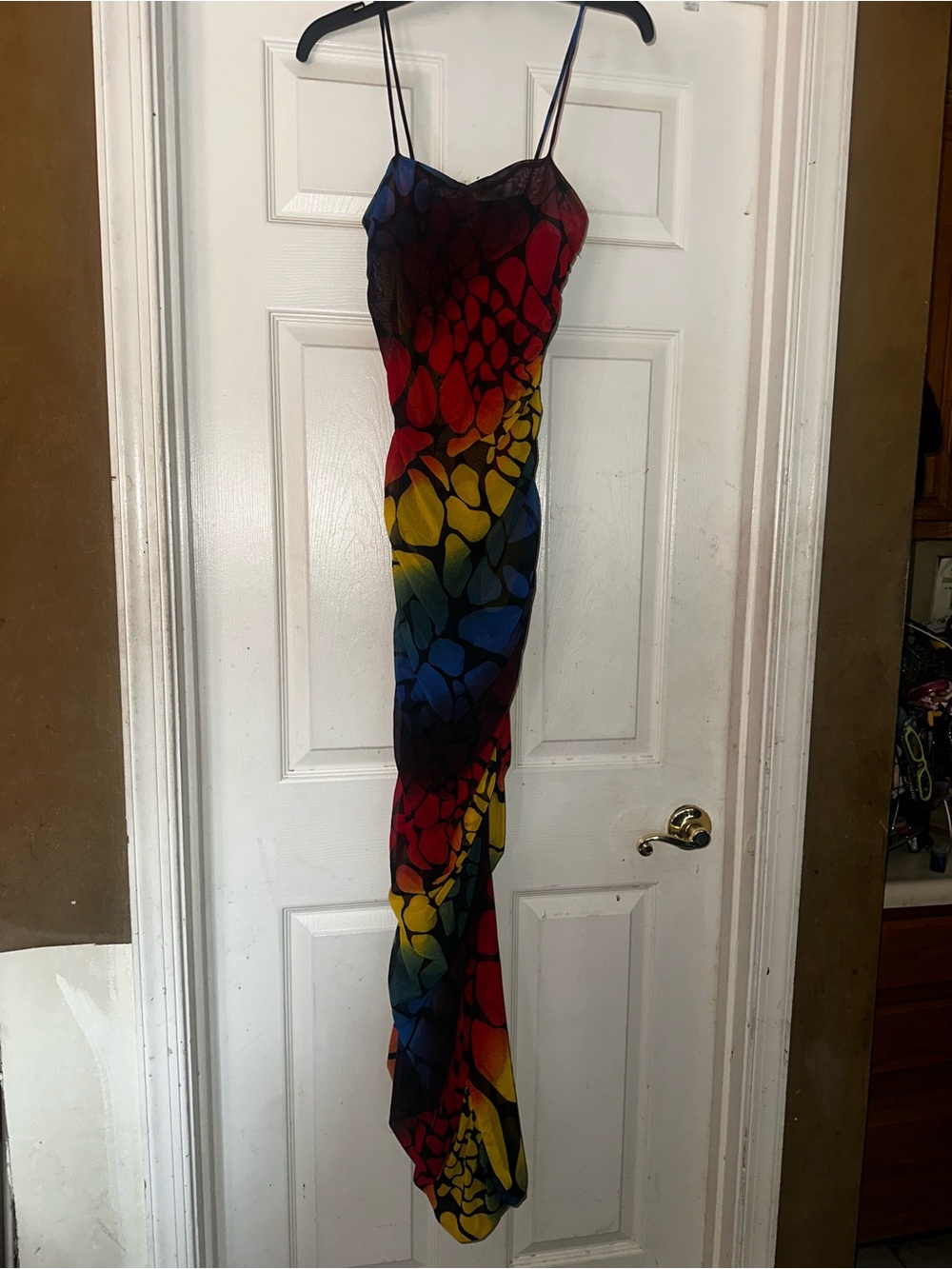 Multicolor Slip Maxi Dress with Abstract Print